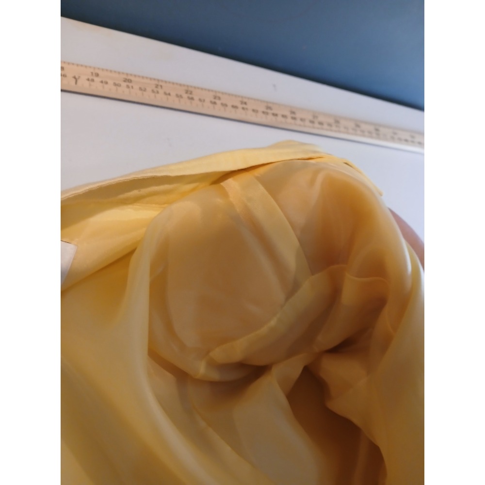 Linen Yellow Open Duster Jacket Mandarin Collar Long Sleeve Side Slit Blazer - Picture 13 of 14